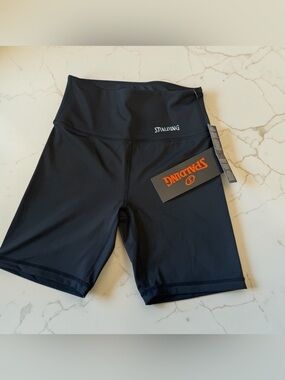 Spalding Black High-Waist Bike Shorts